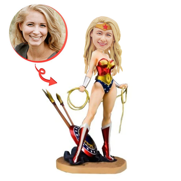 Custom Mother's Day Best Gift Wonder Woman With Ropes At Hands Bobblehead