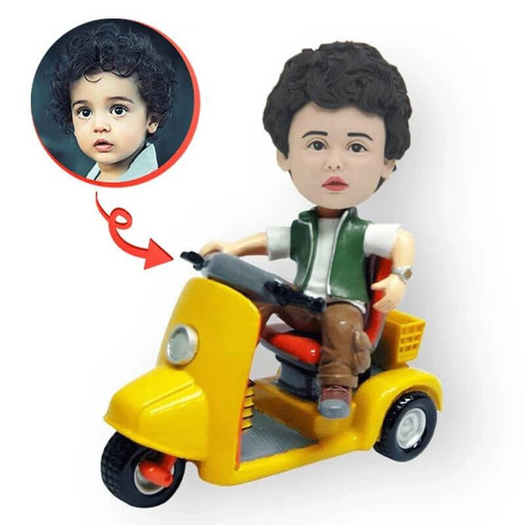 Custom Vespa Riding Boy Bobblehead
