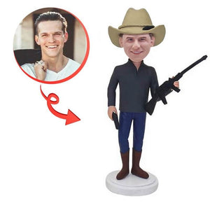 Custom Cowboy Holding A Gun Bobblehead