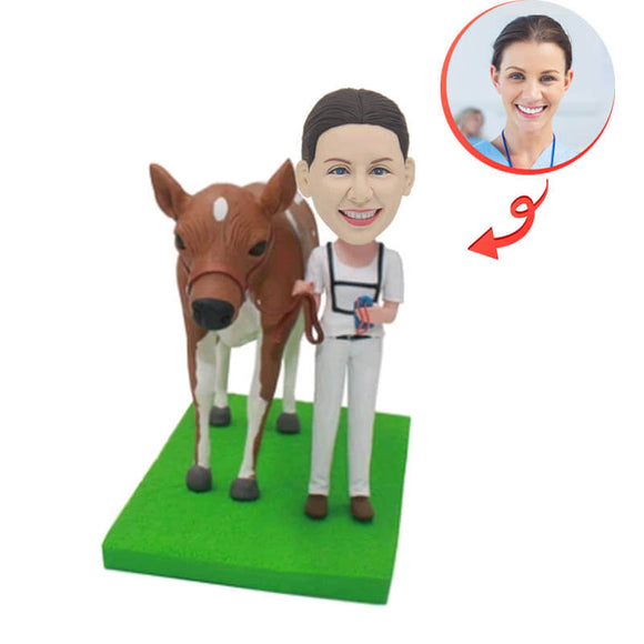 The Woman With The Horse Custom Bobblehead